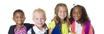 Mixed race children smiling with backpacks on, palos heights il