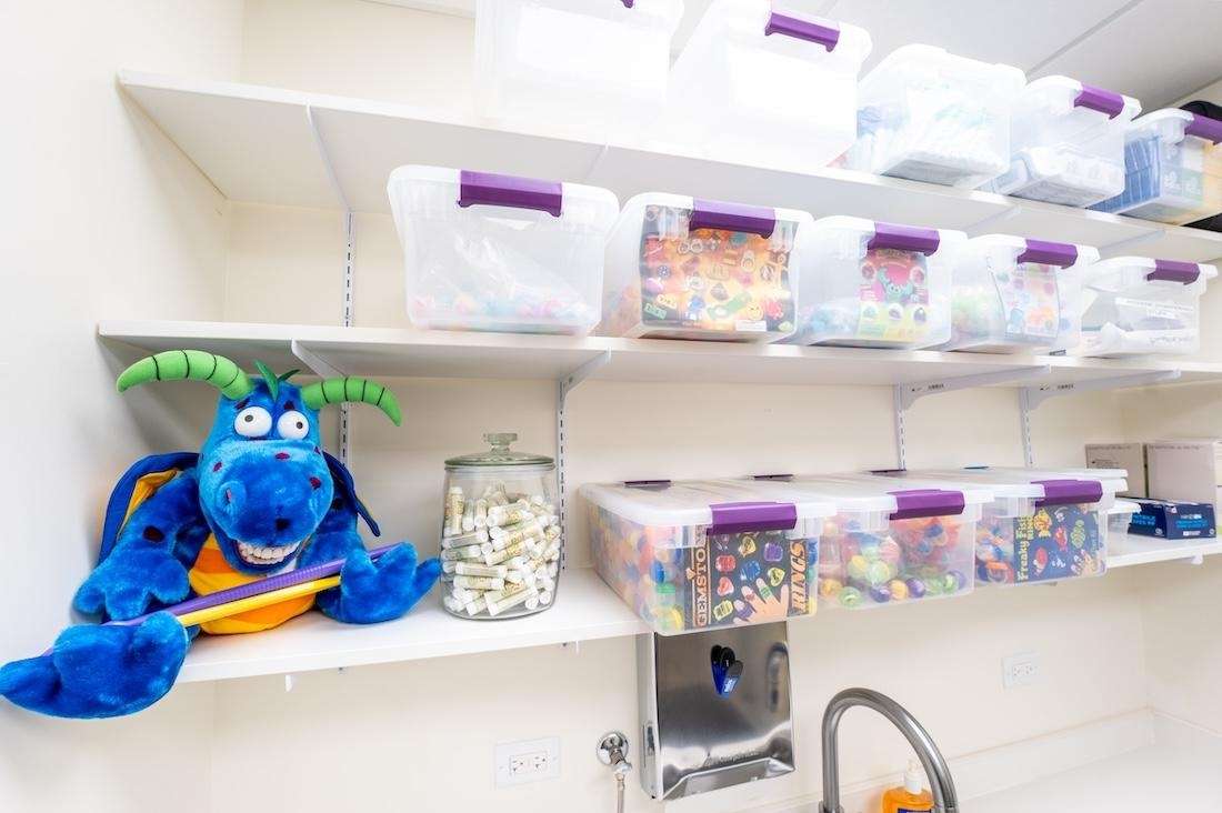 Prize shelf at our pediatric dental office